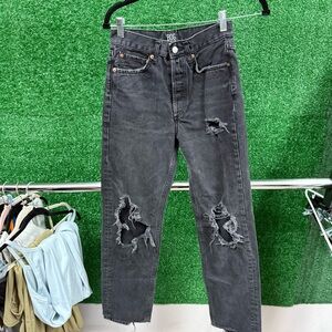 BDG Women's Black Distressed Straight Leg Jeans